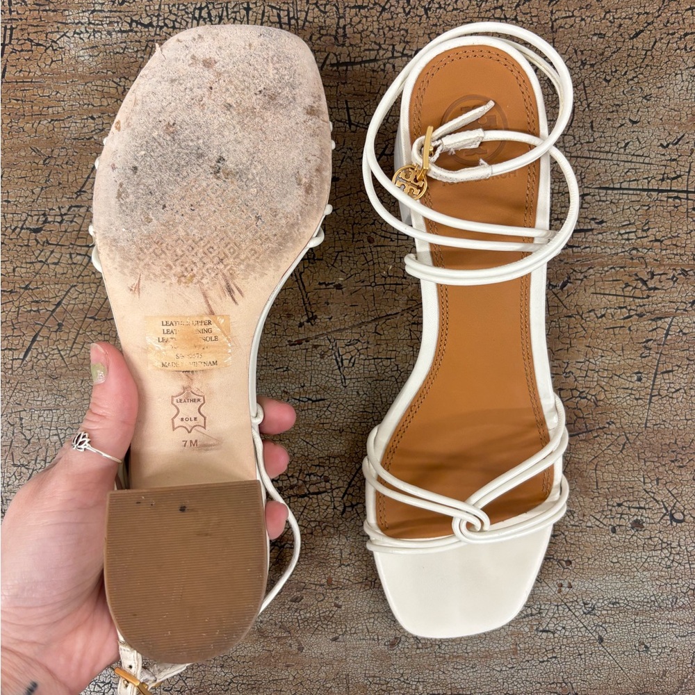 Tory Burch White Strappy Heels - Picture 7 of 9